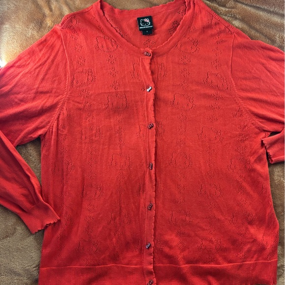 Hello Kitty Sanrio Knit Cardigan Red Button Front Sweater - Picture 2 of 6